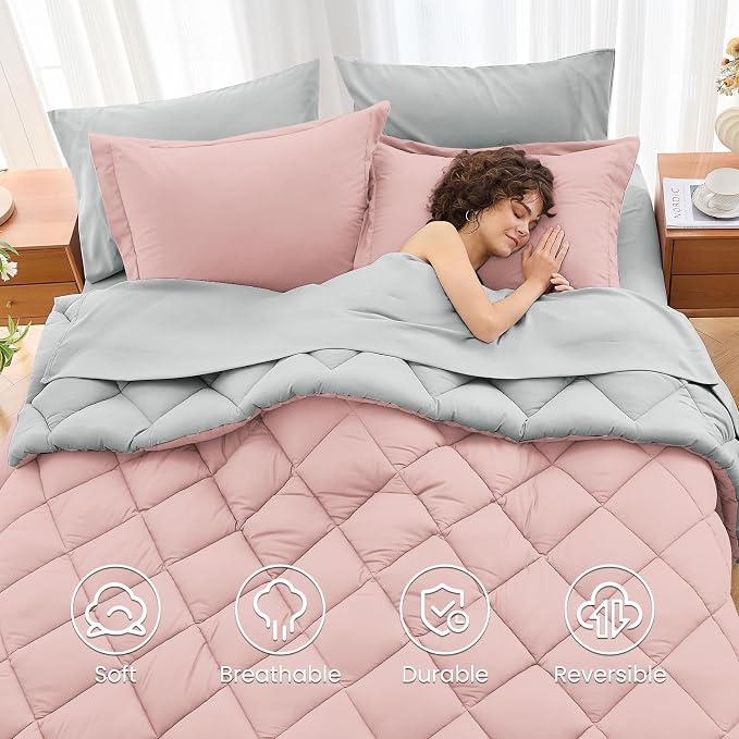 MUXHOMO 7 Pieces Full Comforter Set, Reversible Bed in a Bag Full Size - Image 6