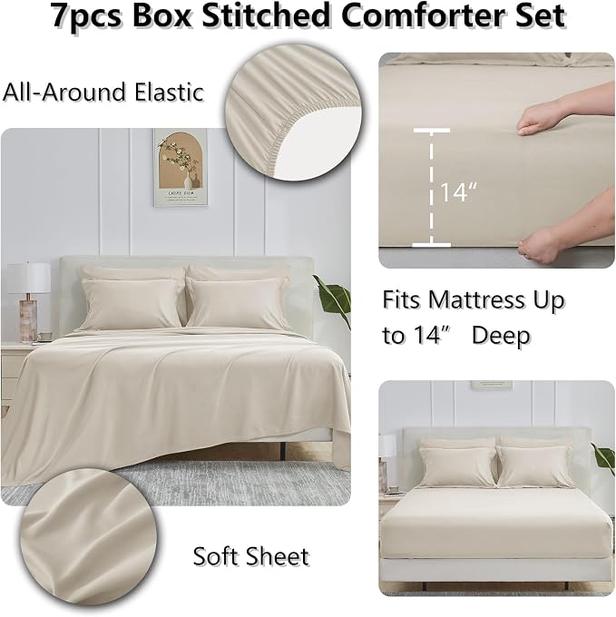 CozyLux California King Comforter Set Beige - Image 6