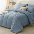 CozyLux Queen Comforter Set Grayish Blue, 7 Pieces Bed in a Bag Queen, All by CozyLux