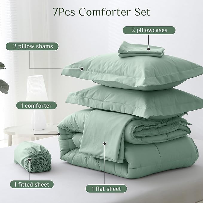 JOLLYVOGUE Full Comforter Set, Ultra-Soft Bed in a Bag Full Size 7 Pieces - Image 5