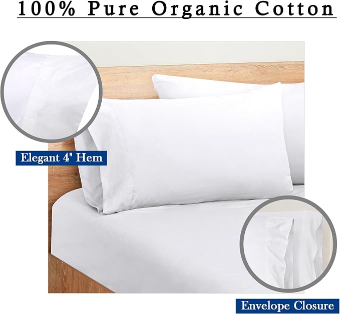 Royale Linens White Cotton Pillow Cases Standard Size Set of 12 - Image 4