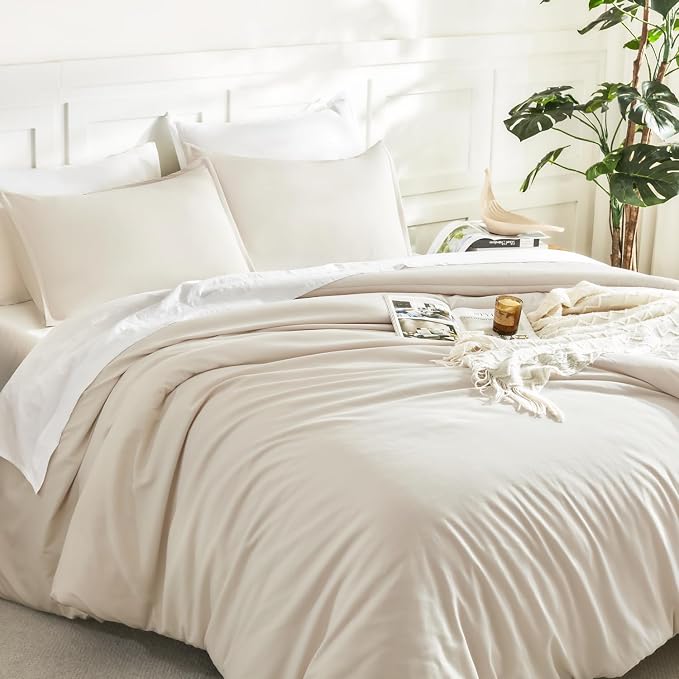 Litanika Comforters Beige Oversized King Size, 3 Pieces Lightweight Solid - Image 5