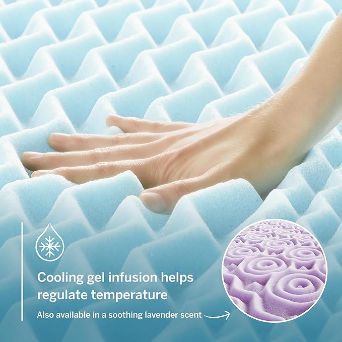 LUCID 3 Inch Gel Memory Foam Mattress Topper, Full size – 5 Zones – Cooling Gel - Image 2