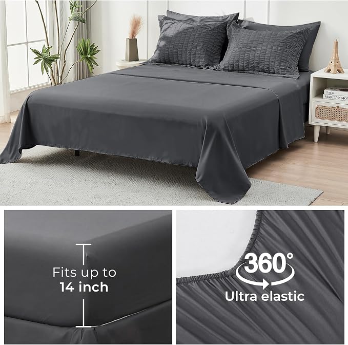 HYMOKEGE Full Size Comforter Sets Seersucker 7 Pieces, All Season Luxury Bed in - Image 6
