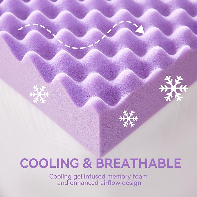 SINWEEK 3 Inch Egg Crate Memory Foam Mattress Topper King Size, Soft Mattress - Image 3