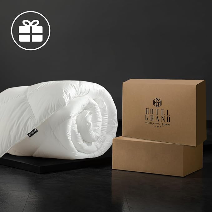 Hotel Grand White Goose Feather Down Fiber Comforter Queen Size, 100% Cotton - Image 6