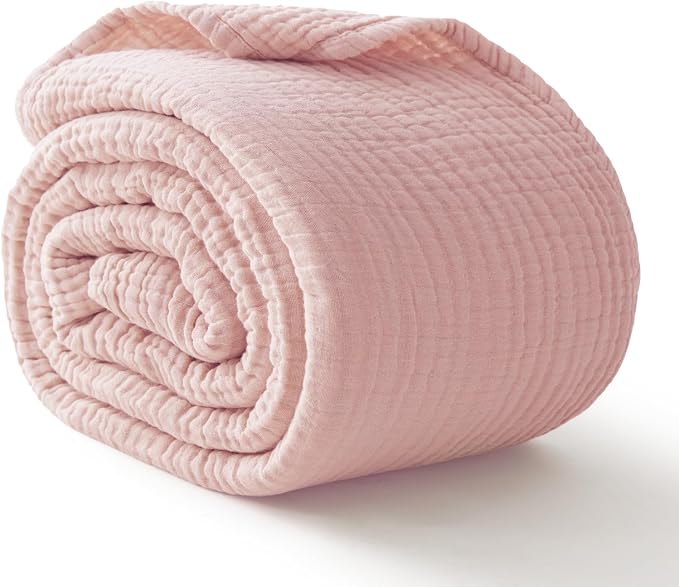 100% Cotton Muslin Blanket 50"x 60", 6 Layers Breathable and Lightweight Cotton by Kozyhvn