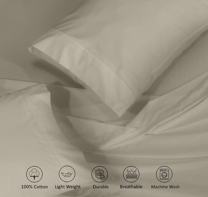 RUVANTI 100% Cotton Sheets – Full Size Percale Bedding, Cooling & Breathable - Image 4