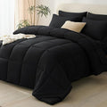 CozyLux Oversized King Comforter Sets Black, 7 Pieces Bed in a Bag, 120x98 Box by CozyLux