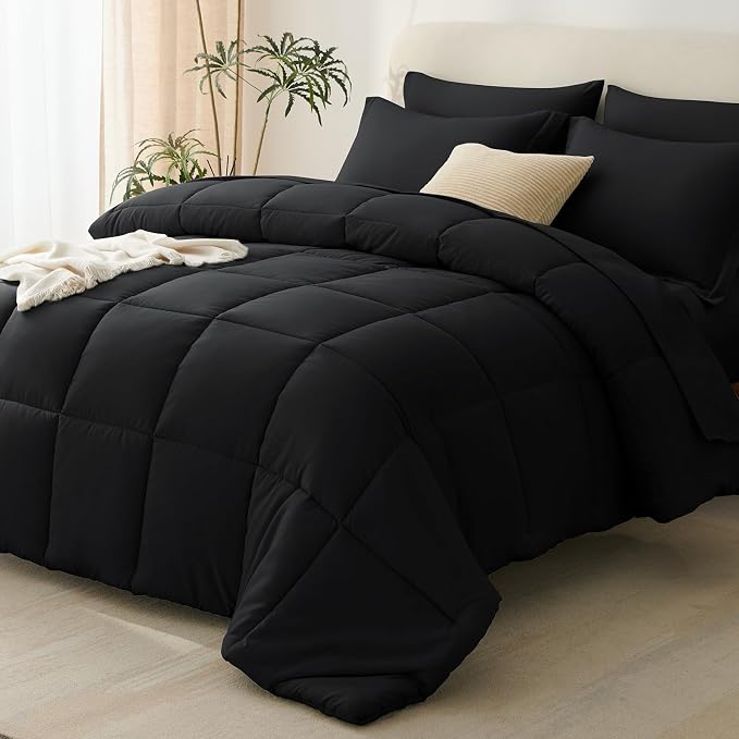CozyLux Queen Comforter Set Black by CozyLux