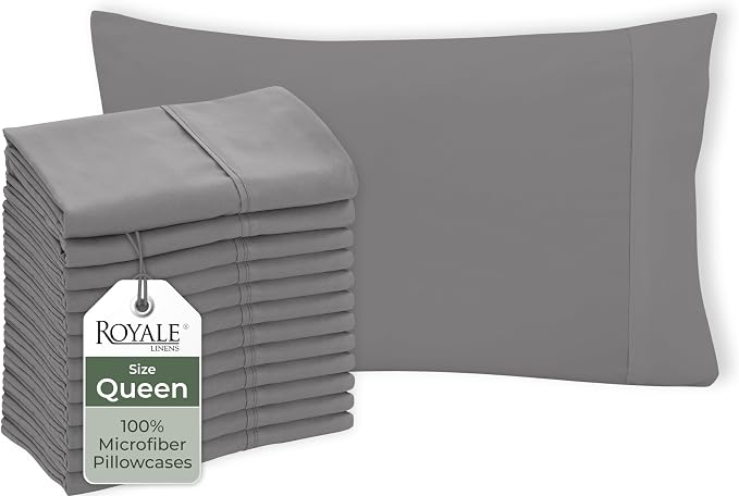 Royale Linens Grey Pillowcase Set of 12 by ROYALELINENS