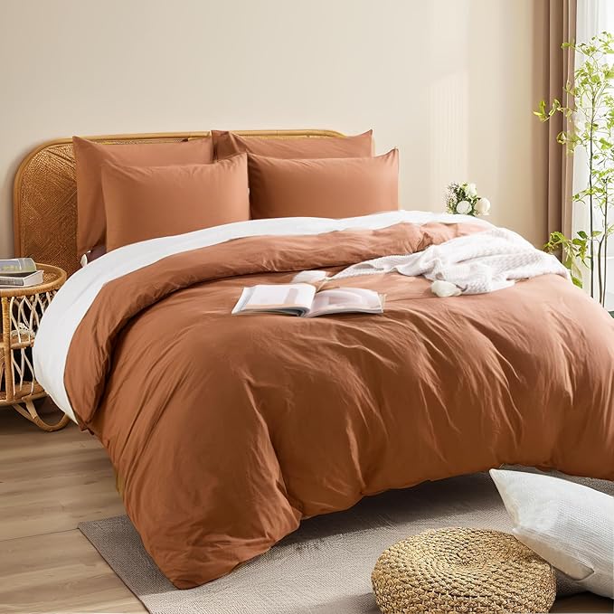 NEXHOME PRO Duvet Cover Set 100% Washed Cotton Oversized King 120"x98" Linen - Image 4