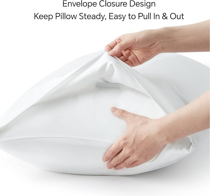BEDELITE White Pillow Cases Queen Size Set of 2, Rayon Derived from - Image 6