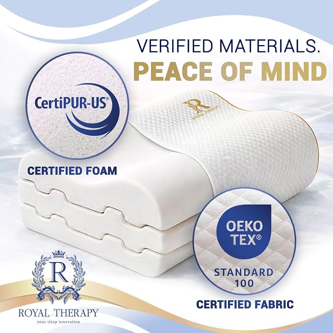 Royal Therapy 2-Pack Queen Memory Foam Pillow, Queen Contour Pillow, Orthopedic - Image 5