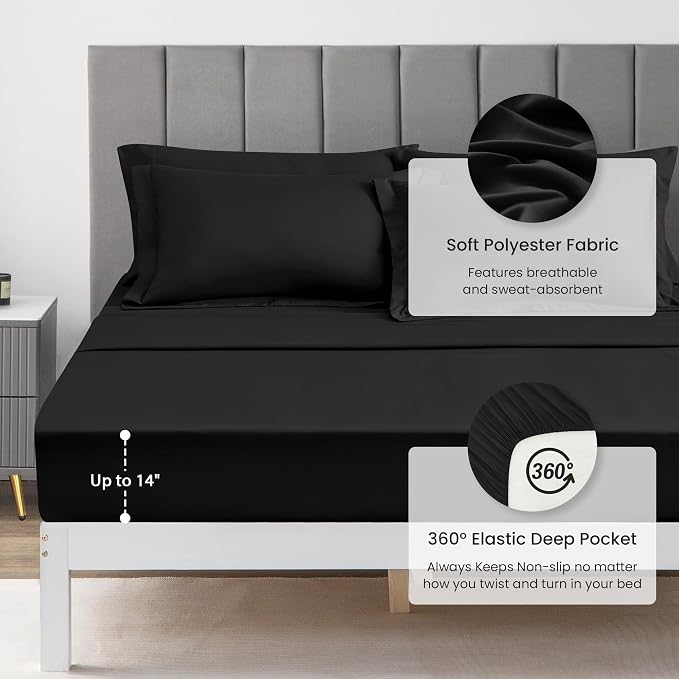 Love's cabin Twin Comforter Set Black, 5 Pieces Twin Bed in a Bag, All Season - Image 6