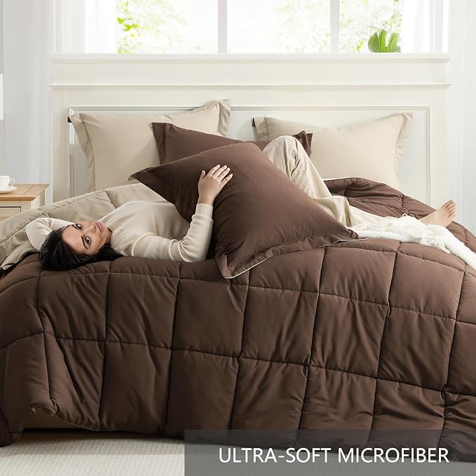 Homelike Moment Twin Comforter Set Brown, Comforter Twin Size Bed Set, - Image 5