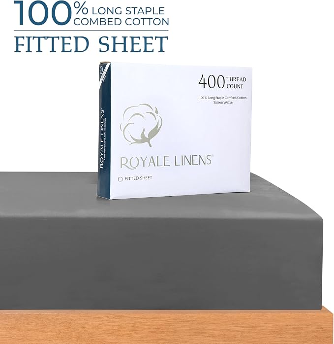 Royale Linens 400 Thread Count 100% American Grown Cotton Fitted Sheet King Size - Image 2