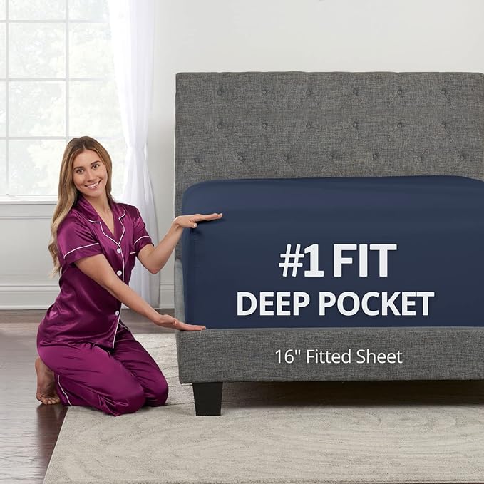 Kids Twin XL Fitted Sheet – REAL Extra Deep Pocket Twin XL Fitted Sheet Only – by DeaLuxeBedding