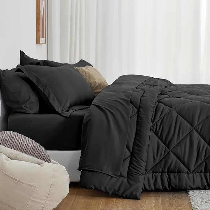 Love's cabin Twin XL Comforter Set Black, 5 Pieces Twin XL Bed in a Bag - Image 8