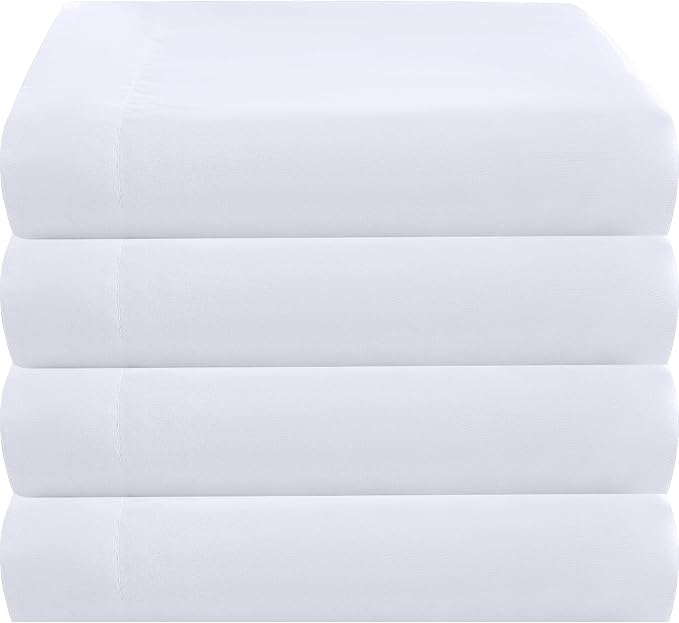 ZPECC Full Flat Sheet Only 4 Pack, Durable White Top Bed Sheets Hypoallergenic by ZPECC-ABrandThatHasBeenFocusedOnBabyProductsFor18Years