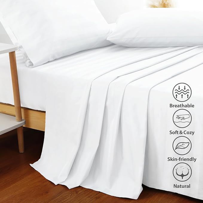 Flat Sheet Only Twin Size, 400 TC 100% Egyptian Cotton Flat Sheet Striped - Image 4