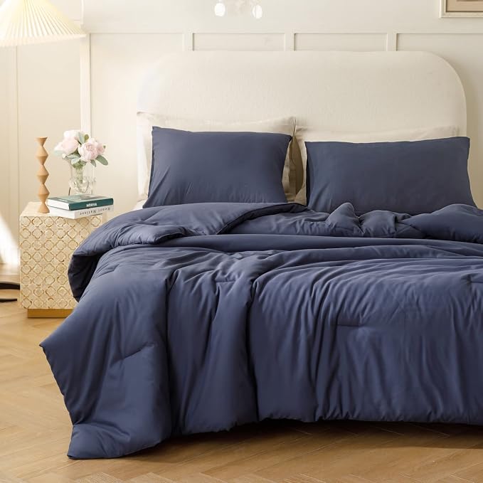 ROSGONIA King Size Comforter Set Navy Blue, All Season Bedding Soft Lightweight - Image 3