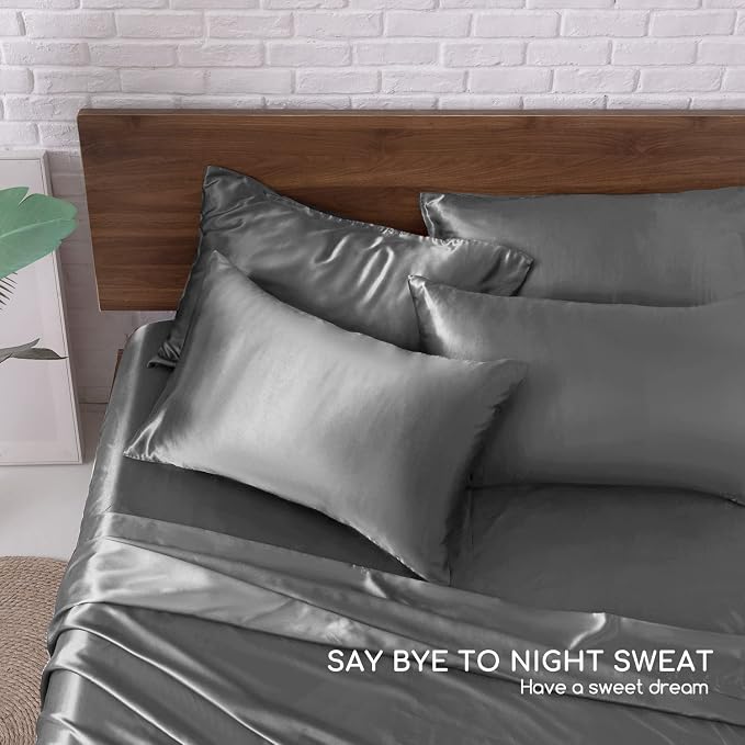 MR&HM Satin Bed Sheets, King Size Sheets Set - Image 7