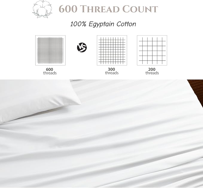 Cotton Flat Sheets Only, 600 TC 100% Cotton Flat Sheet Top Sheet Only, Cal King - Image 3