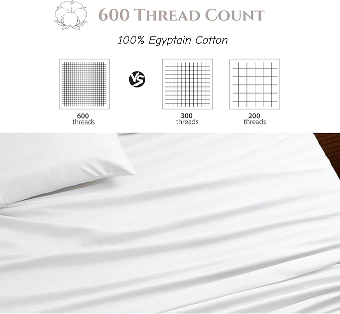 Cotton Flat Sheets Only, 600 TC 100% Cotton Flat Sheet Top Sheet Only, King - Image 3