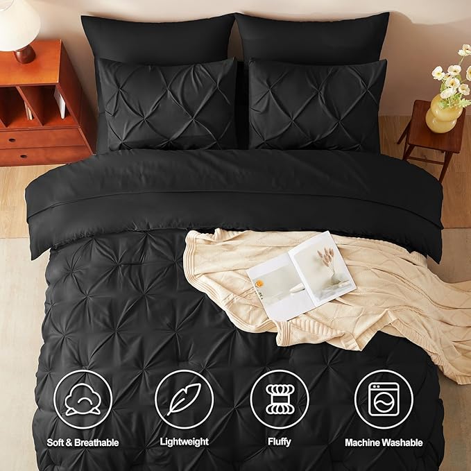 CozyLux California King Comforter Set Black - Image 2