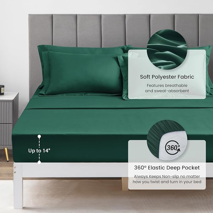Love's cabin Full Comforter Set Dark Green, 7 Pieces Full Bed in a Bag - Image 6