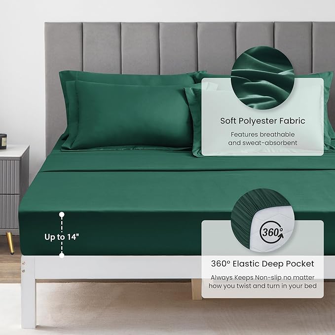 Love's cabin Twin Comforter Set Dark Green, 5 Pieces Twin Bed in a Bag - Image 6