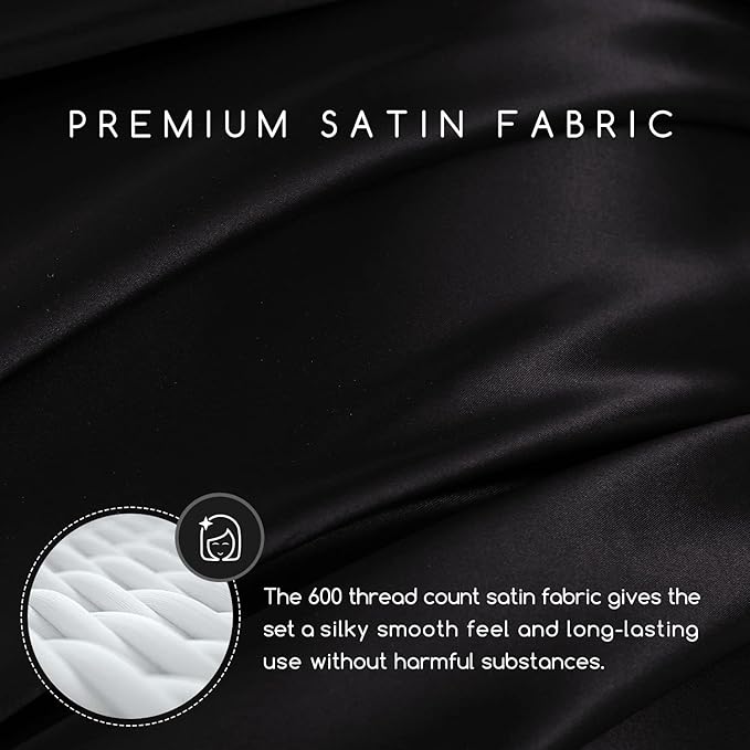 MR&HM Satin Bed Sheets, Full Size Sheets Set - Image 2