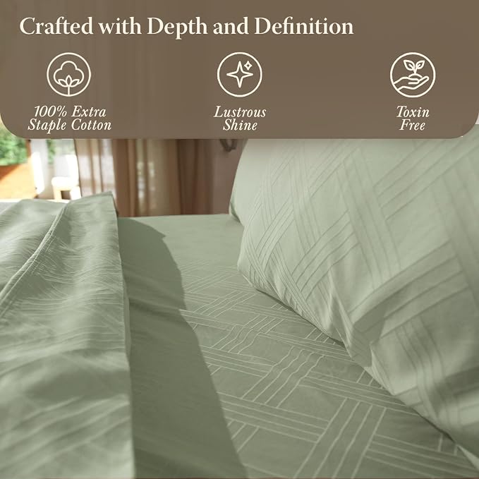 Threadmill California King Size Sheets | 800 Thread Count Jacquard Celine Sage - Image 6