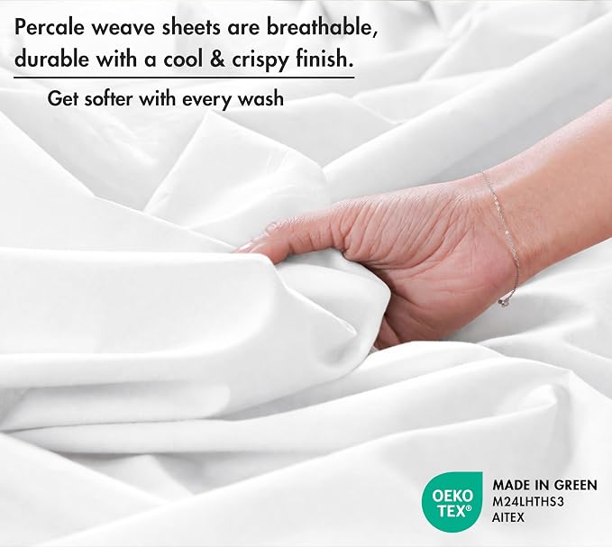 RUVANTI 100% Cotton Sheets – Twin Size Percale Bedding, Cooling & Breathable - Image 4