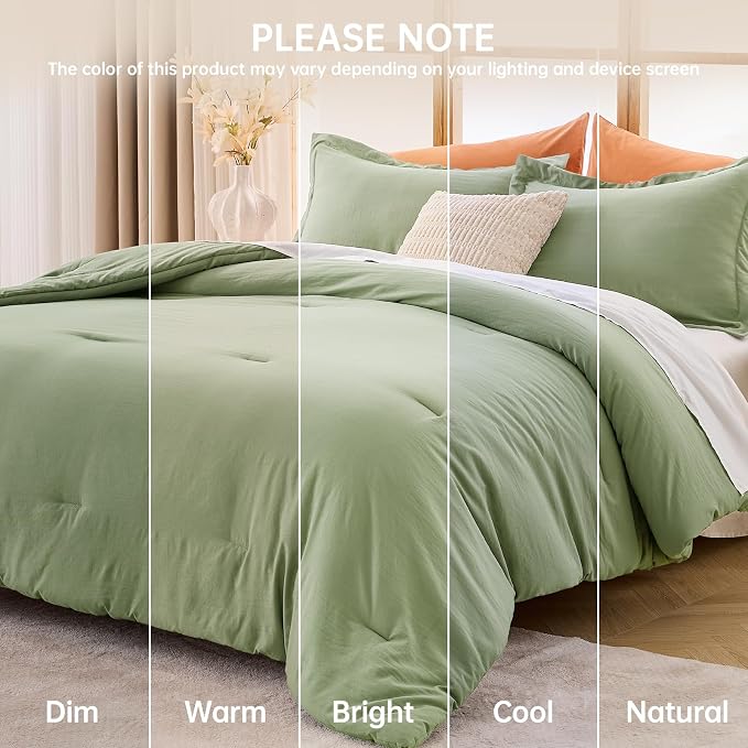 MUXHOMO Green Queen Comforter Set, All Season Ultra Soft Down Alternative - Image 9