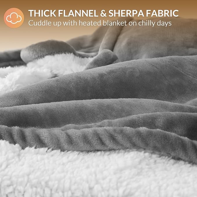 HOMLYNS LuxeHeat Heated Blanket Electric Blanket Queen Size, Soft Flannel - Image 5