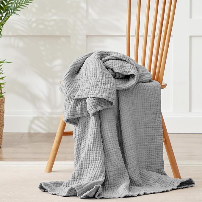 100% Cotton Muslin Blanket 40" x 40", Breathable and Lightweight Cotton Throw - Image 6
