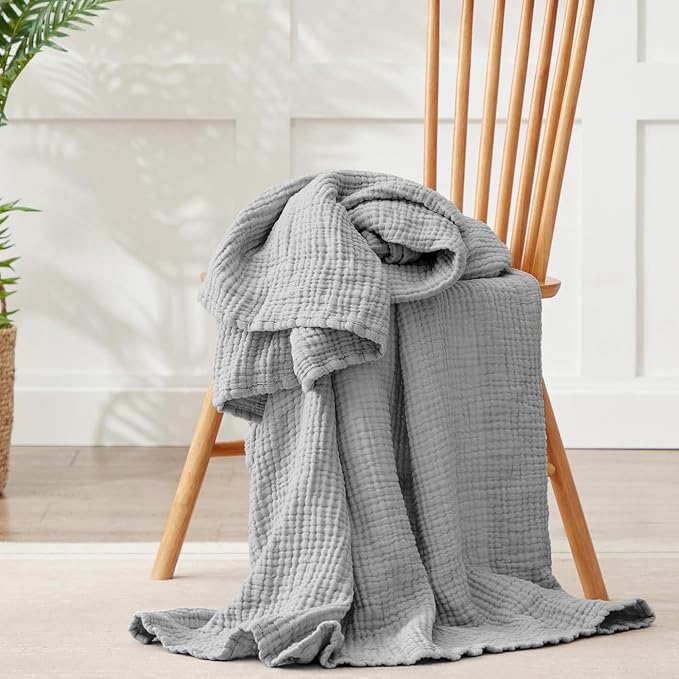 100% Cotton Muslin Blanket 50" x 60", Breathable and Lightweight Cotton Throw - Image 4