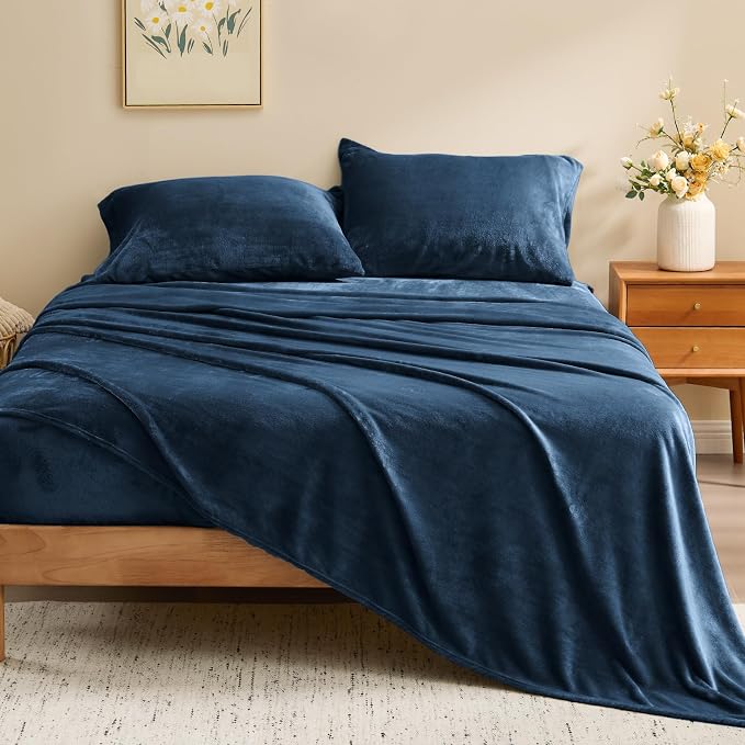 BEDELITE Flannel Sheets Twin Size Navy - Image 2
