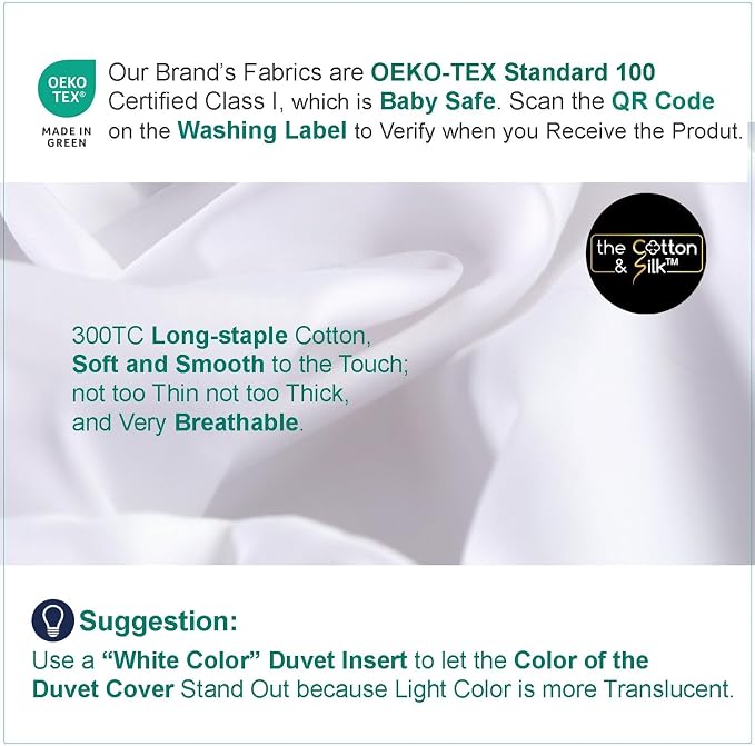 THE COTTON & SILK® 100% Luxury Long-Staple Cotton Duvet Cover Set - Image 7