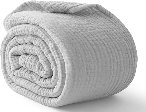 100% Cotton Muslin Blanket Queen 90" x 90", Breathable and Lightweight Cotton by Kozyhvn