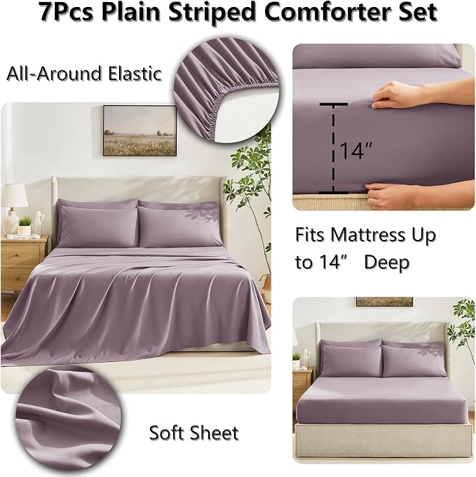 CozyLux Full Size Comforter Set Dusty Purple - Image 5