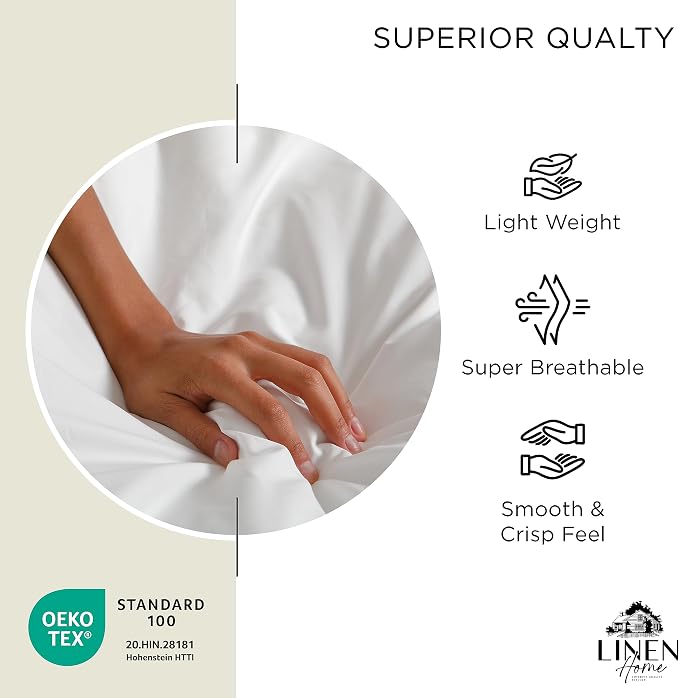 Linen Home 100% Cotton Percale Weave Fitted Sheet, Twin Size, 1 Deep Pocket - Image 5