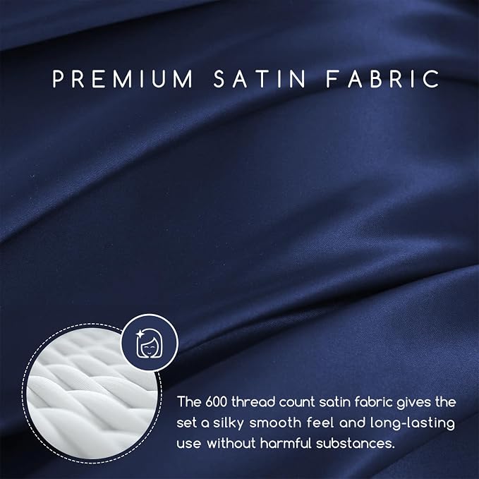 MR&HM Satin Bed Sheets, Queen Size Sheets Set - Image 3