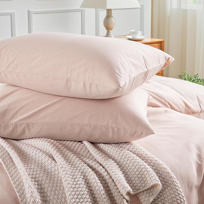 NEXHOME PRO Duvet Cover Set King Size Linen Look Textured Organic Natural 100% - Image 6