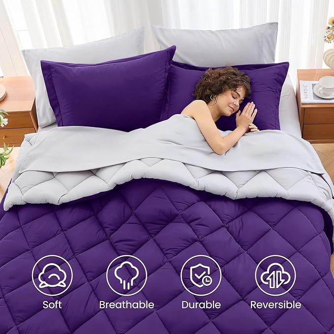 MUXHOMO 5 Pieces Twin Comforter Set, Reversible Bed in a Bag Twin Size - Image 6