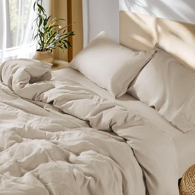 SONORO KATE 100% French Linen Duvet Cover Queen Size, Soft Breathable by SONOROKATE