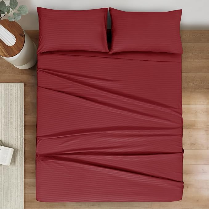 Mejoroom Striped Full Size Sheets – Extra Soft Full Size Bed Sheets - Image 2