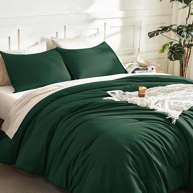 Litanika Dark Emerald Green Comforter California King Size, 3 Pieces Cal King - Image 5